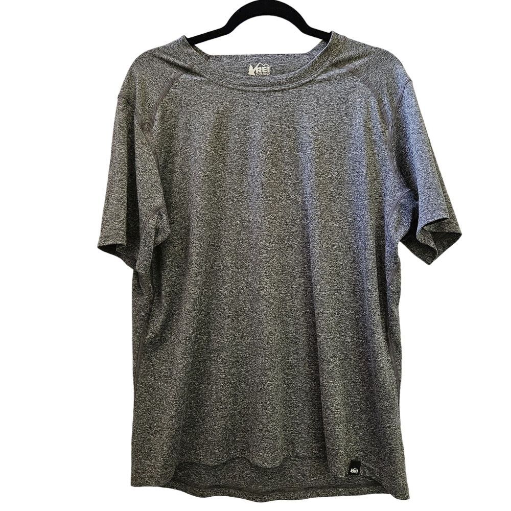 REI Co-Op Shirt Mens Size L Grey Polyester Short Sleeve Outdoor Hiking Stretch